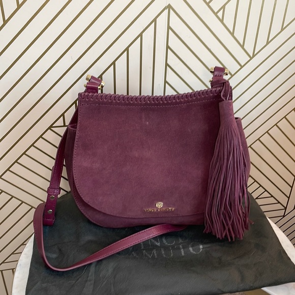 Vince Camuto Handbags - Vince Camuto burgundy suede crossbody bag